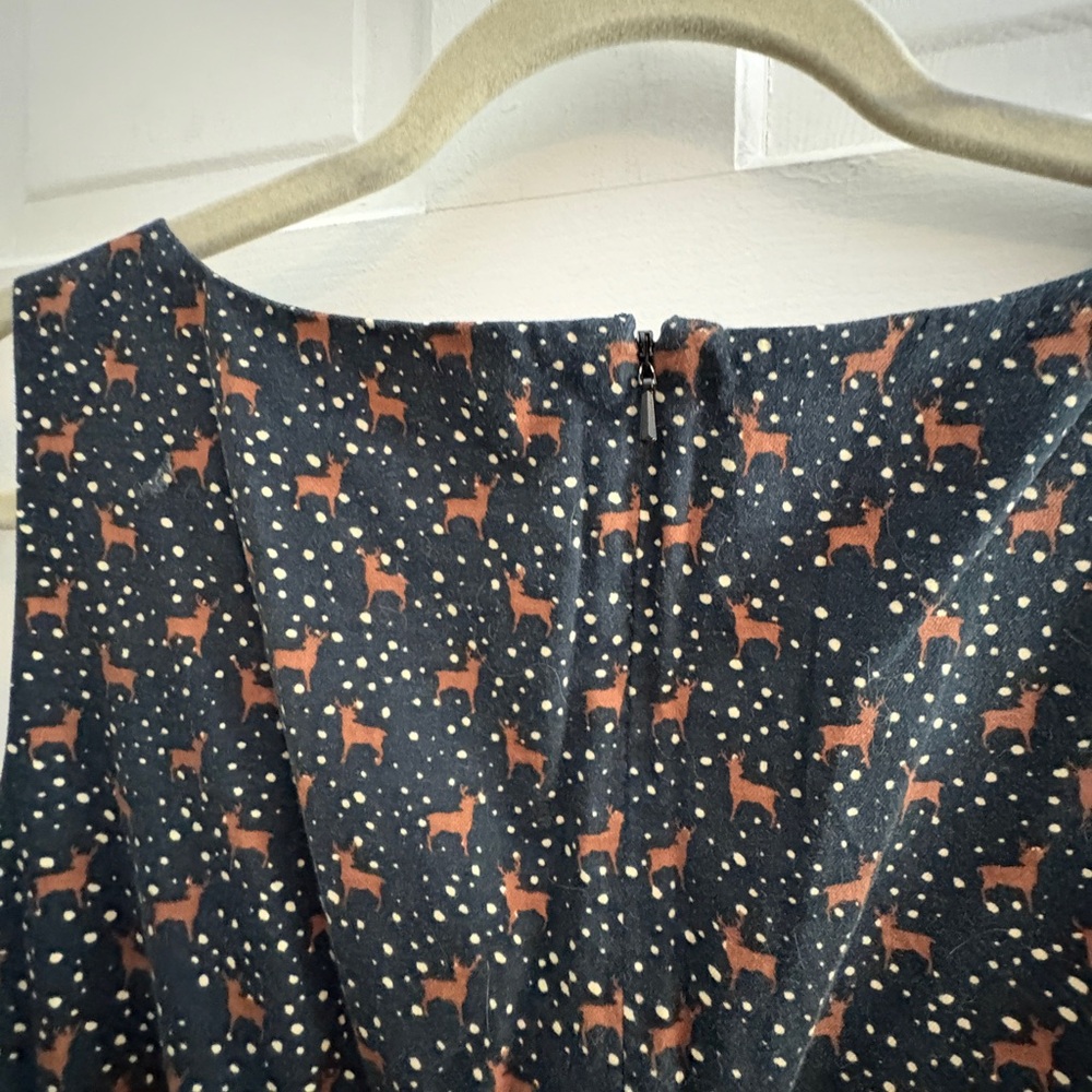 L.L. Bean Navy Midi Dress with Deer Pattern - Picture 6 of 9
